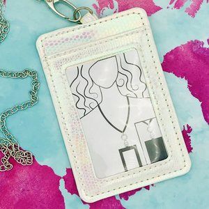 ID Holder Lanyard Keychain Shimmer White